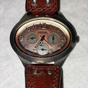 Woman's Fossil watch with leather band